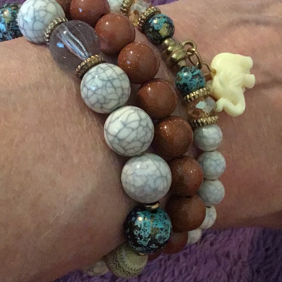 New Boho Bead Bracelet- Set Of 3 - Picture 9 of 11